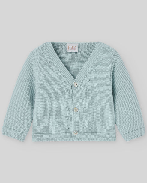 Cardigan 100% lana din tricot albastru