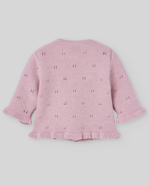 Cardigan roz tricotat din bumbac cu casmir