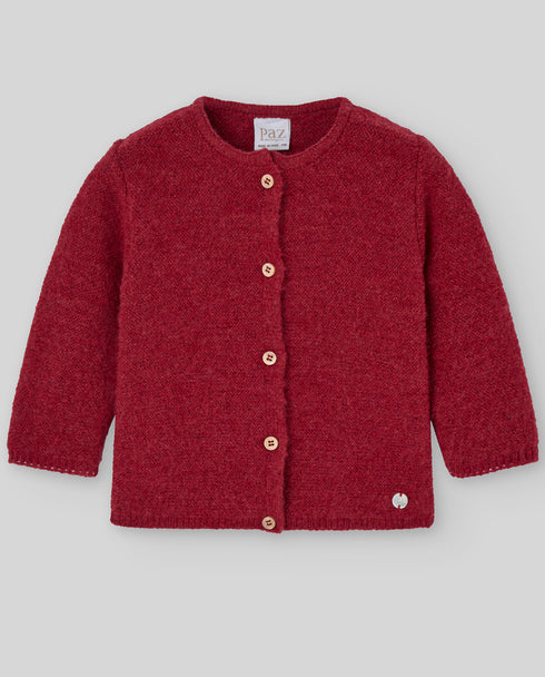 Cardigan rosu din lana cu nasturi