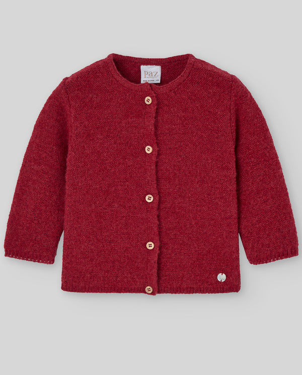 Cardigan rosu din lana cu nasturi