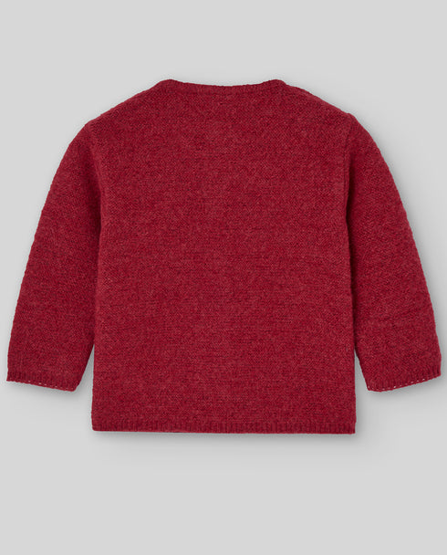 Cardigan rosu din lana cu nasturi