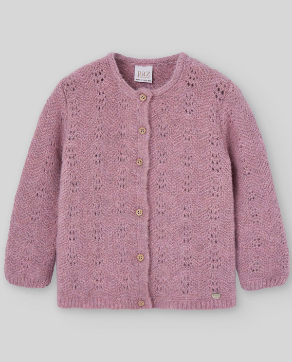 Cardigan tricotat din bumbac moale lila