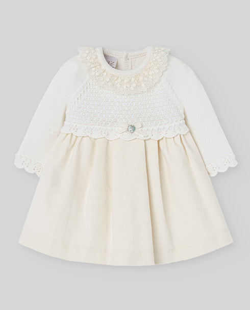 Rochita eleganta din bumbac si tricot si dantela