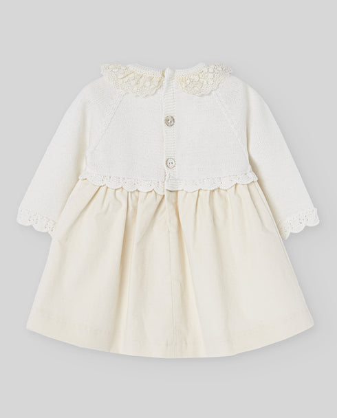 Rochita eleganta din bumbac si tricot si dantela