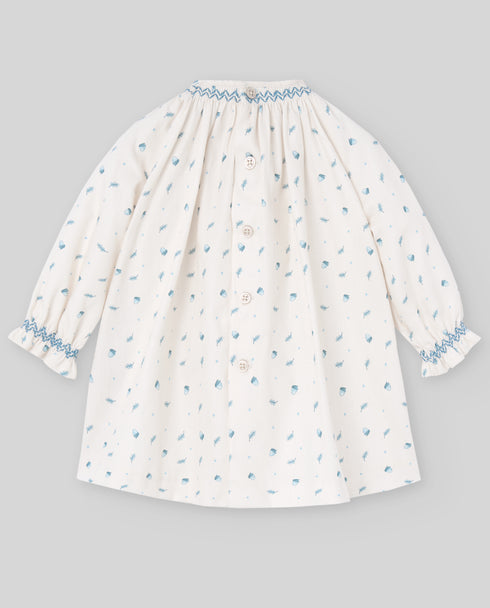 Rochie din bumbac cu piept brodat si funda