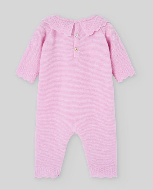 Salopeta bebe roz din lana cu casmir