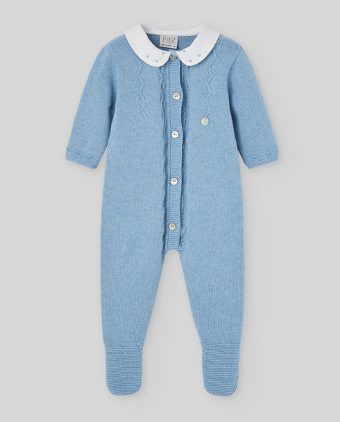 Salopeta cu botosi blue din bumbac cu casmir