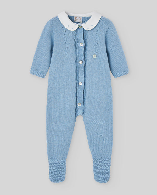 Salopeta cu botosi blue din bumbac cu casmir