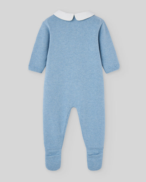 Salopeta cu botosi blue din bumbac cu casmir