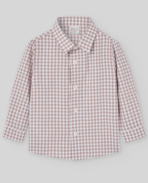 Camasa din bumbac in carouri maro