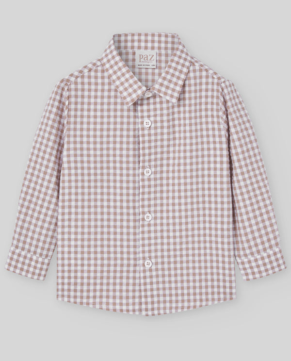 Camasa din bumbac in carouri maro