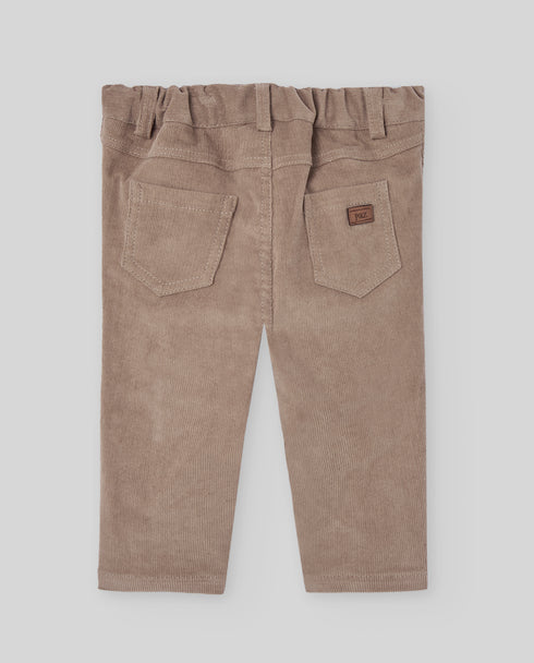 Pantaloni clasici din catifea raiata bej