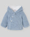 Jacheta bebelusi din lana tricotata blue cu gluga