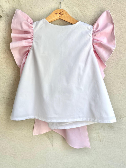 Bluza Jellyfish cu volane si funda maxi roz