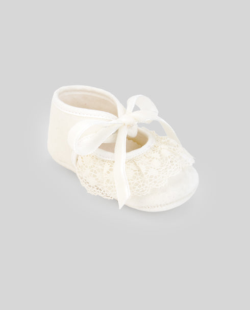 Pantofi de botez ivory cu dantela si funda