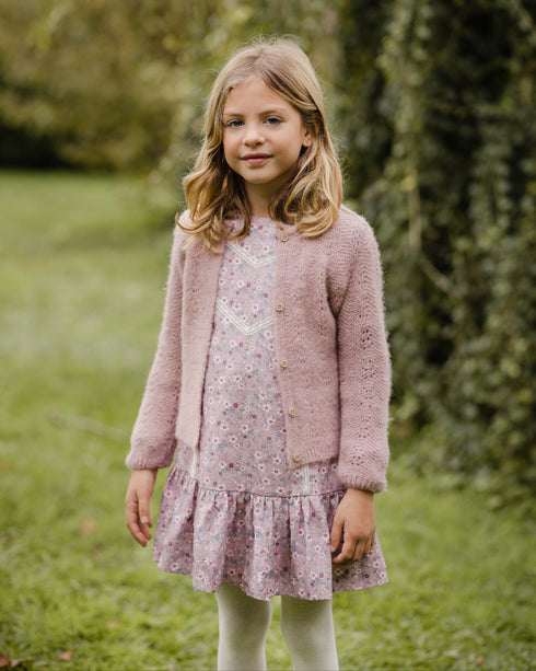 Cardigan tricotat din bumbac moale lila