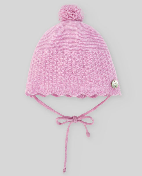 Caciula roz din lana cu casmir cu ciucure