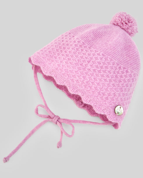 Caciula roz din lana cu casmir cu ciucure