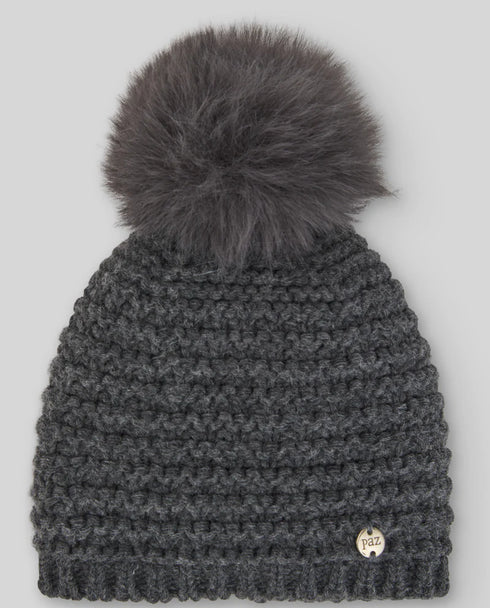 Caciula gri din lana fina cu ciucure