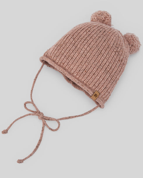 Caciula cu urechi din lana moale roz pudra