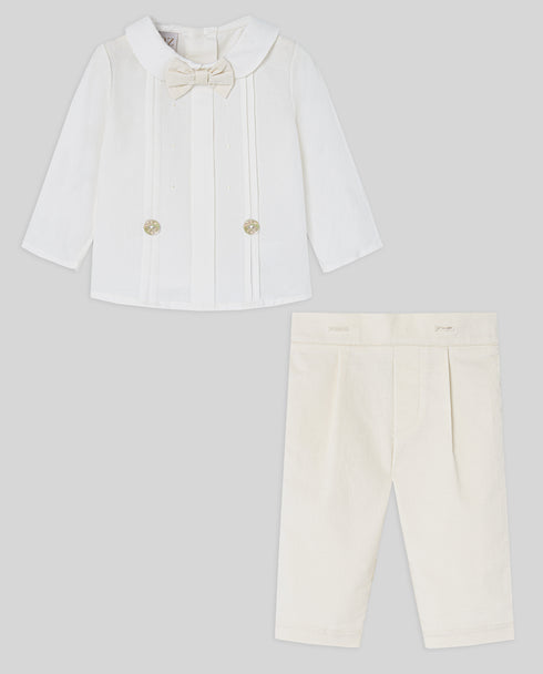 Camasa eleganta bebe cu papion din bumbac