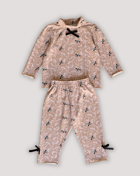 Compleu jerse bumbac cu pasari