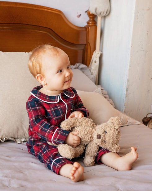 PIJAMA OVERALL UNISEX CAROURI ROSII