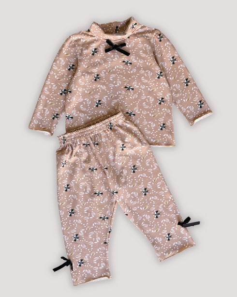 Compleu jerse bumbac cu pasari