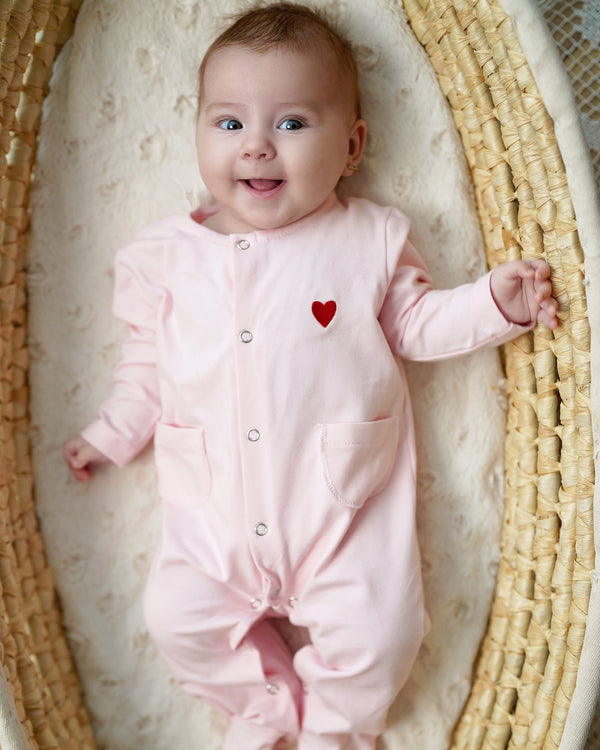 Pijama din bumbac jerse roz