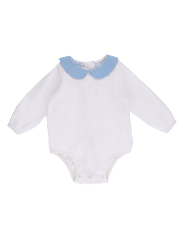 WHITE BODY WITH BLUE ROUND COLLAR