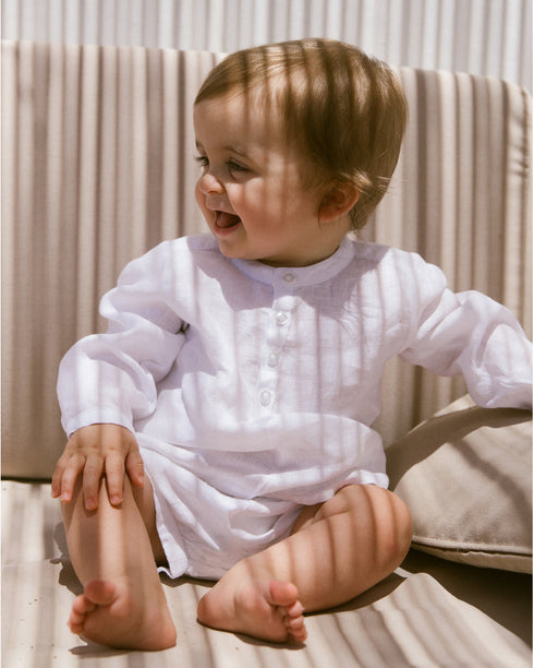 Camasa alba din in cu guler tunica MarMar Copenhagen