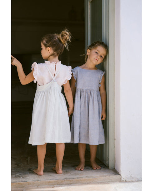 Bluza roz din in cu volane din in