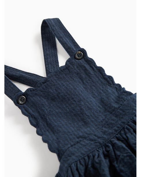 Rochie blumarin cu bretele si broderie ondulata