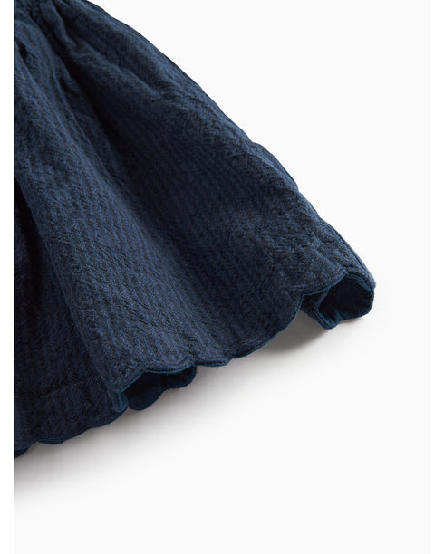 Rochie blumarin cu bretele si broderie ondulata