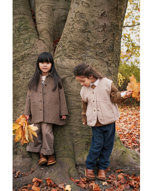 Pantalon din bumbac maro unisex cu talie reglabila