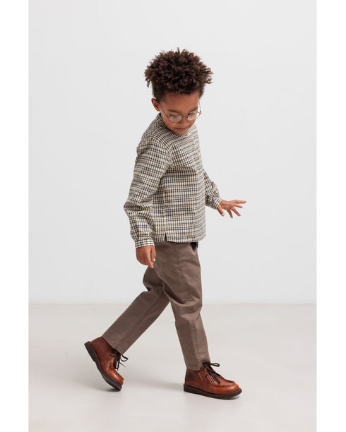 Pantalon din bumbac maro unisex cu talie reglabila