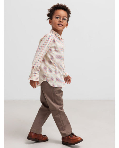 Pantalon din bumbac maro unisex cu talie reglabila