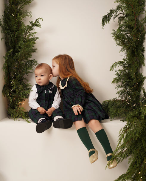 Salopeta din tartan verde Louis