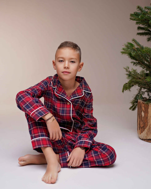 PIJAMA UNISEX CAROURI ROSII