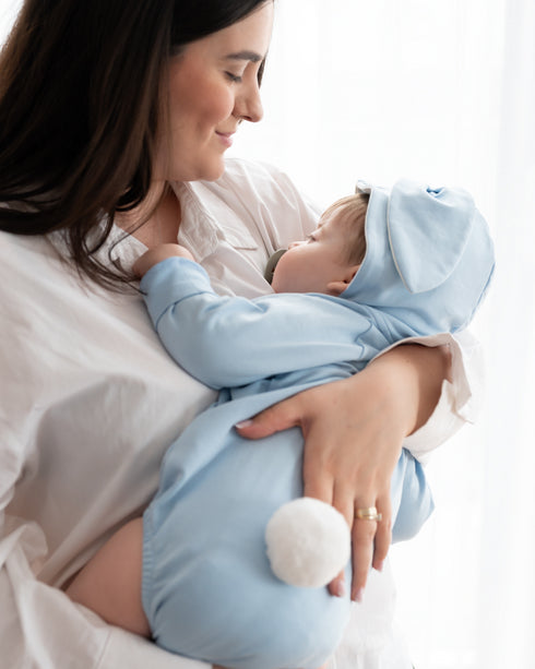 Body din jerse cu urechi de iepuras blue