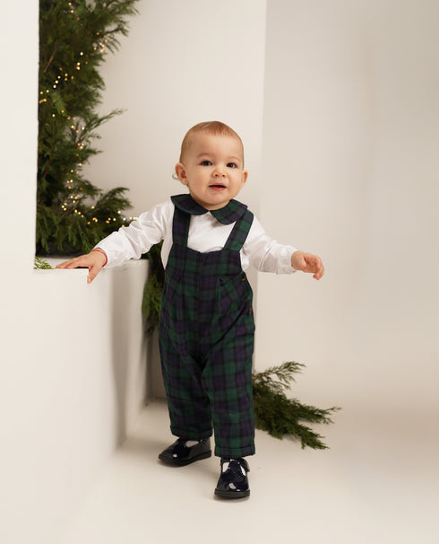 Salopeta din tartan verde Louis