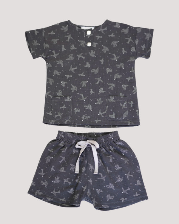 Compleu din muselina cu pasari