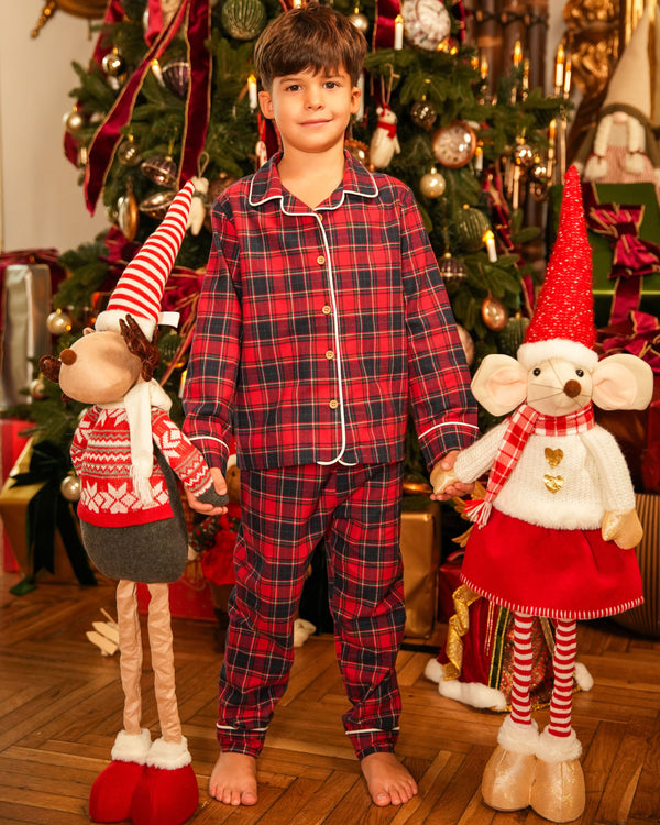 PIJAMA UNISEX CAROURI ROSII