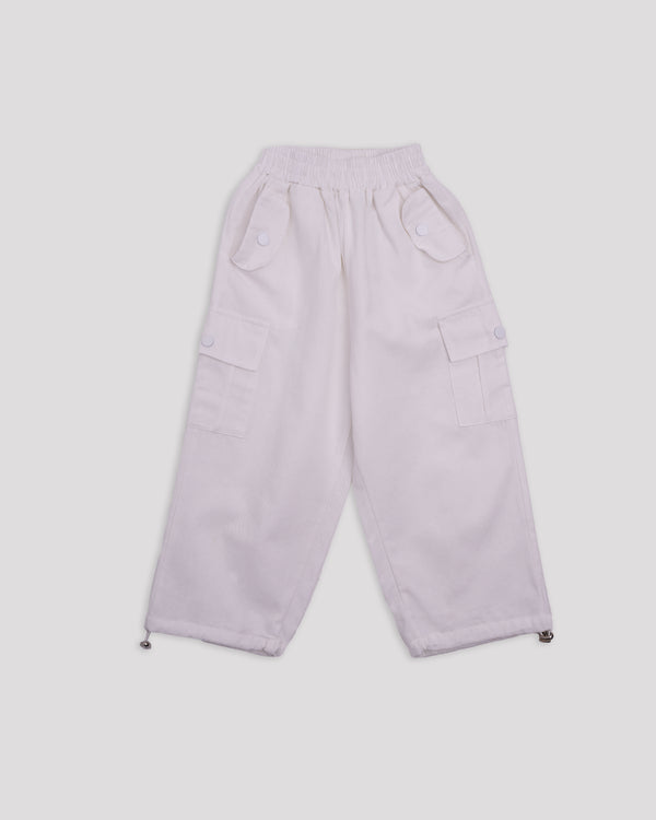 PANTALON CARGO ALB CU SNUR