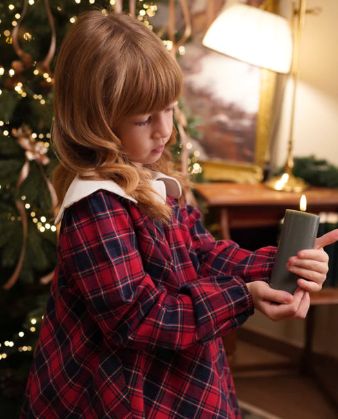 Rochie tartan cu guler floare Alice