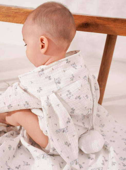 Body din muselina cu urechi de iepuras blue