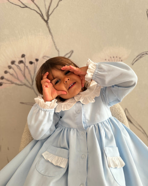 Rochie cu volane diafane blue