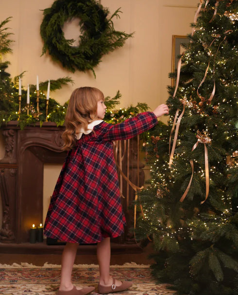 Rochie tartan cu guler floare Alice