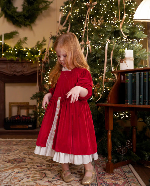 Rochie catifea rosie Iris