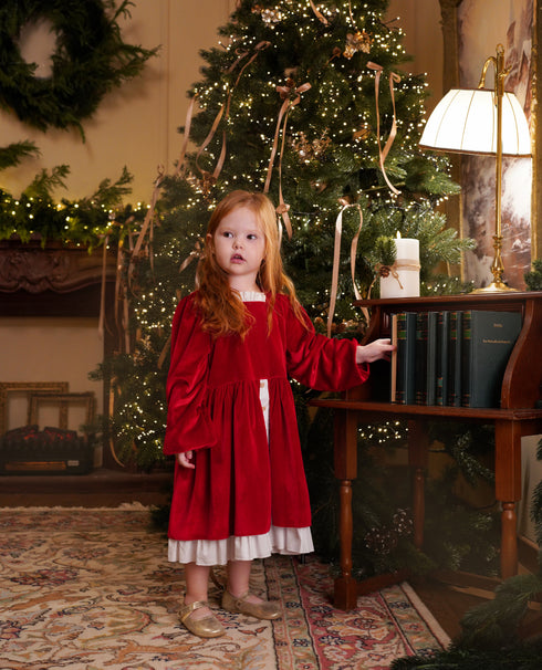 Rochie catifea rosie Iris